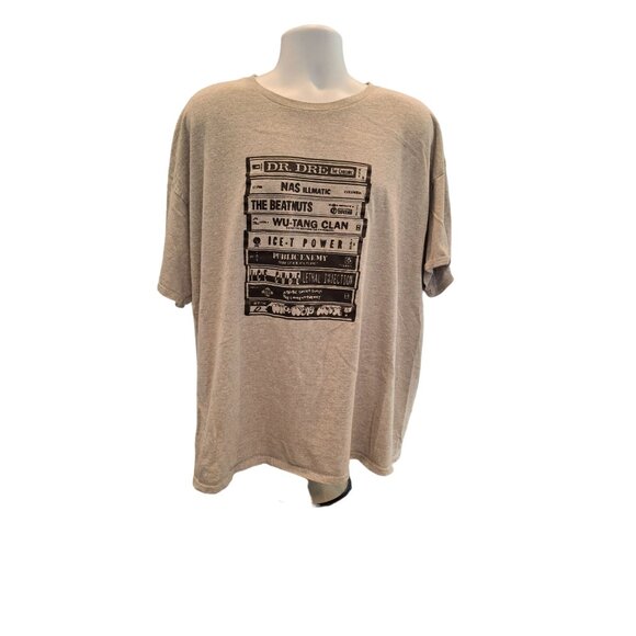 Gildan Hip-Hop Mens Graphic T-Shirt Grey 3XL Loose Fit Short Sleeve Street Wear - Picture 1 of 8